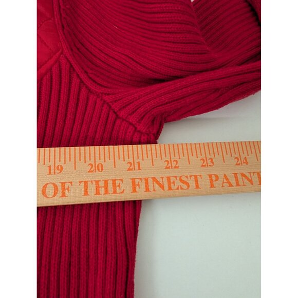 Croft & Barrow Quilted Ribbed Sweater Womens Size XL Red Cotton Knit Full Zip - Picture 10 of 11